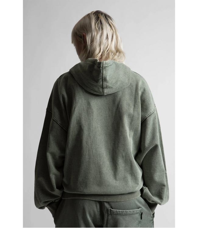 WASTED PARIS Splinter Faded Zip Hoodie - Faded Olive Khaki