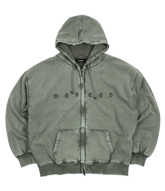 WASTED PARIS Splinter Faded Zip Hoodie - Faded Olive Khaki