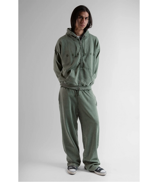 WASTED PARIS Splinter Faded Zip Hoodie - Faded Olive Khaki