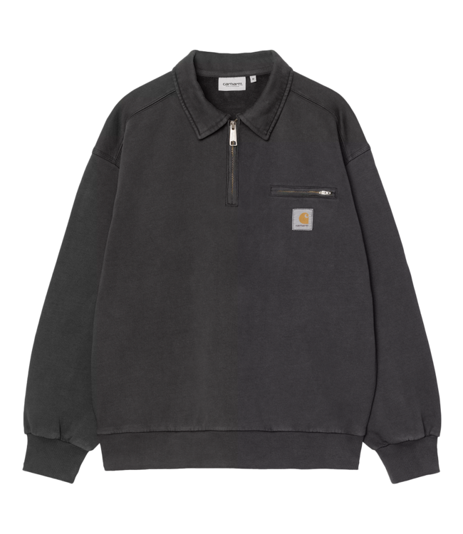 CARHARTT WIP Half Zip Detroit Sweat - Black/Stone Washed