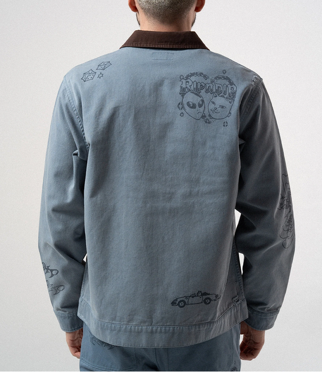 RIPNDIP Westside Zip Up Work Jacket - Slate
