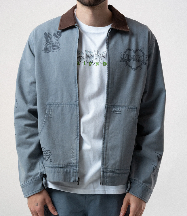 RIPNDIP Westside Zip Up Work Jacket - Slate