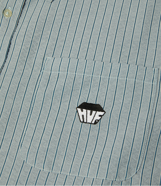 HUF Big Block Striped Ss Shirt - Light Blue