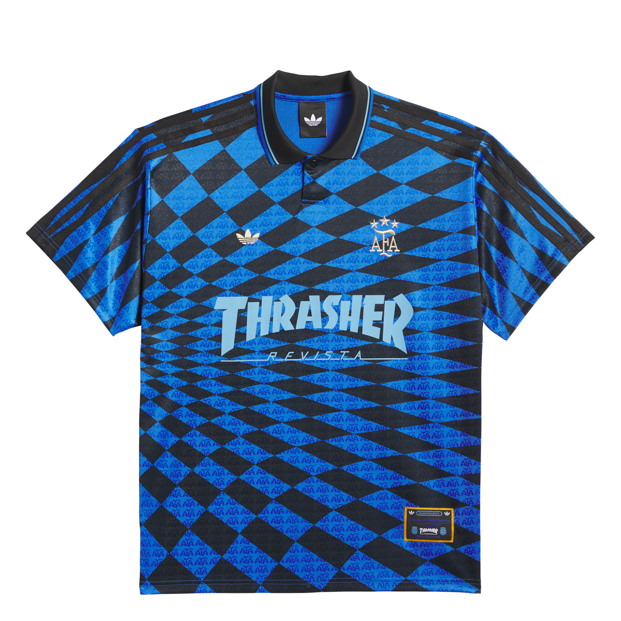 【新品】 × THRASHER × AFA JERSEY XXL Argentina X Thrasher Jersey - Black/Blue - Skateshop.be