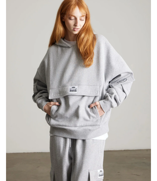 HUF X Pro Club Multi Pocket Hoodie - Heather Grey