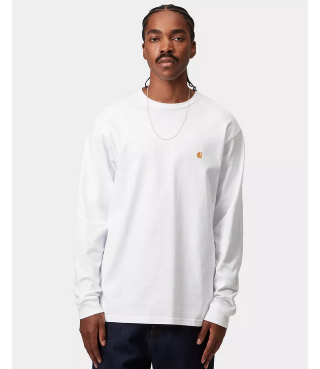 CARHARTT WIP L/S Chase T-Shirt - White/Gold
