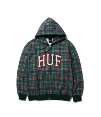 HUF Arch Plaid Fz Heavyweight Hoodie - Forest HUF Arch Plaid Fz Heavyweight Hoodie - Forest