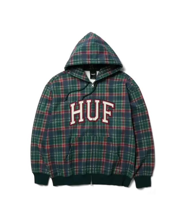 HUF Arch Plaid Fz Heavyweight Hoodie - Forest