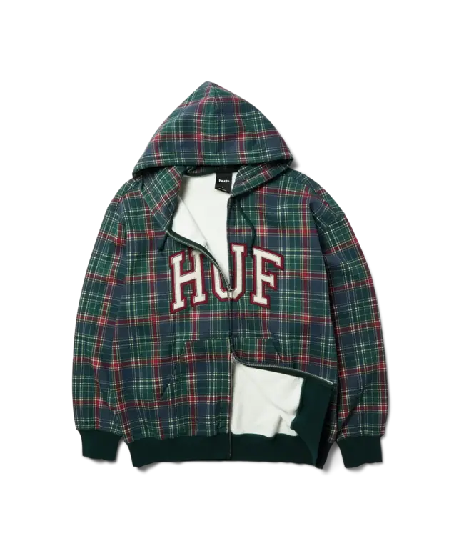 HUF Arch Plaid Fz Heavyweight Hoodie - Forest