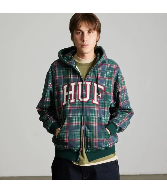 HUF Arch Plaid Fz Heavyweight Hoodie - Forest