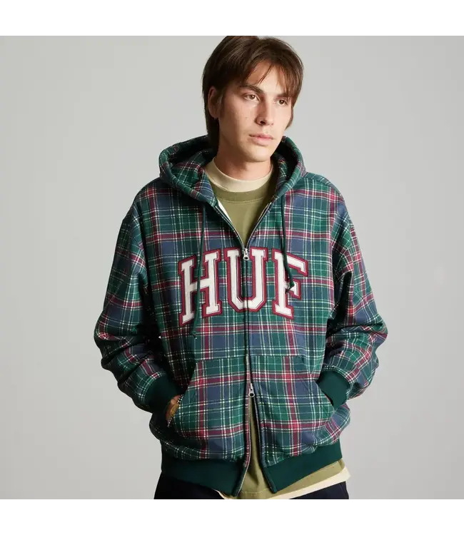 HUF Arch Plaid Fz Heavyweight Hoodie - Forest