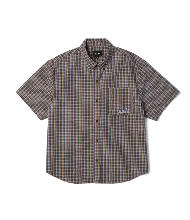HUF Galaxy Plaid Ss Woven Top - Dark Brown