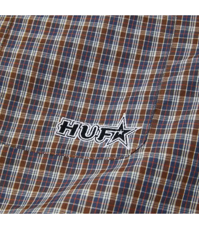 HUF Galaxy Plaid Ss Woven Top - Dark Brown