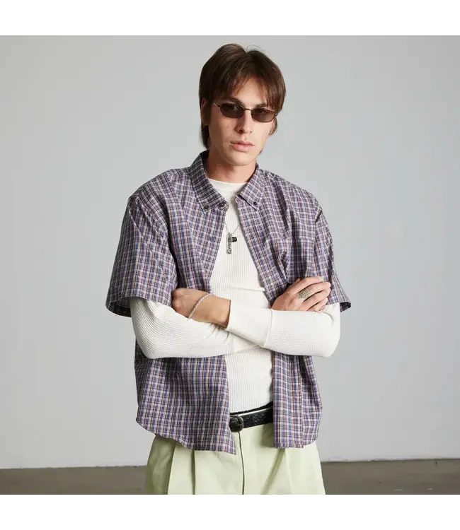 HUF Galaxy Plaid Ss Woven Top - Dark Brown