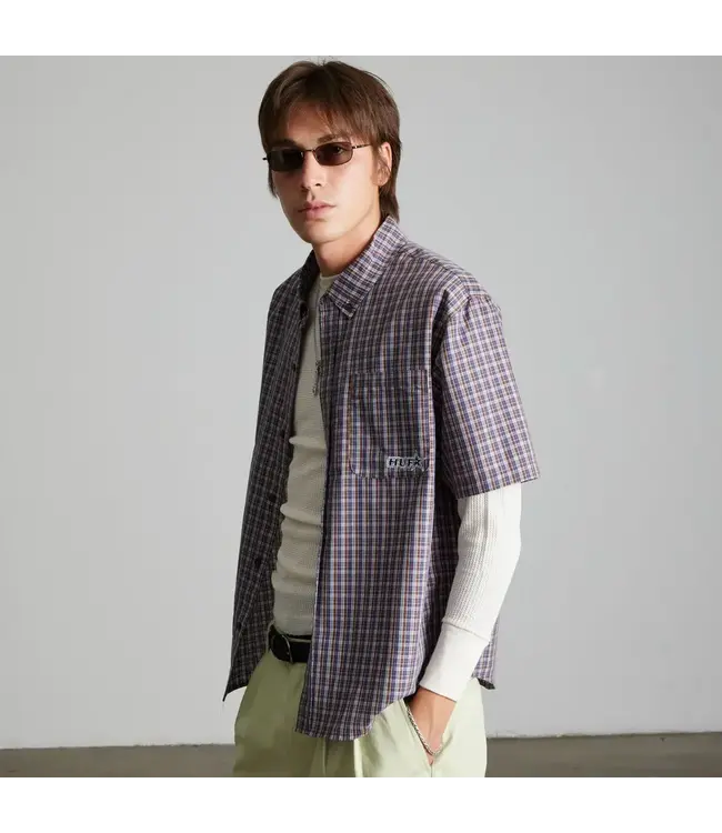 HUF Galaxy Plaid Ss Woven Top - Dark Brown