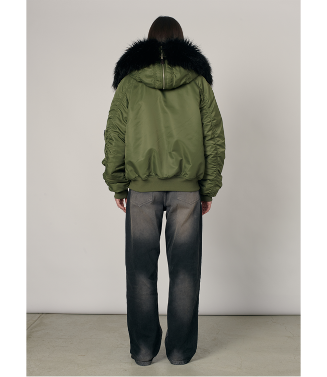 RASSVET Men Hooded N-2B Bomber Jacket Woven - Green