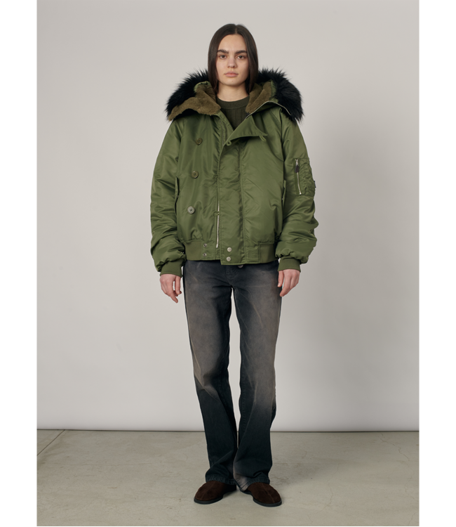 RASSVET Men Hooded N-2B Bomber Jacket Woven - Green