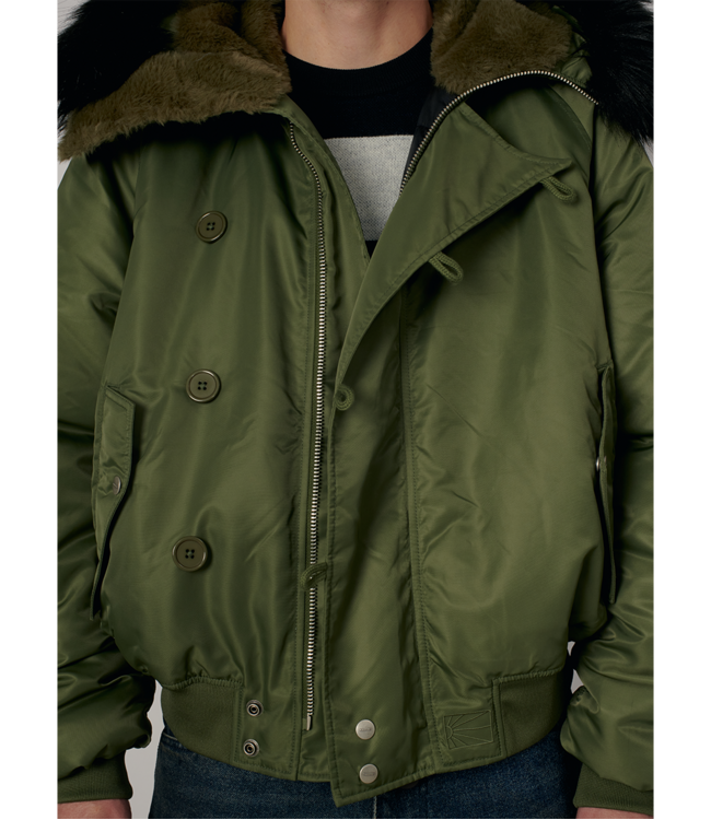 RASSVET Men Hooded N-2B Bomber Jacket Woven - Green