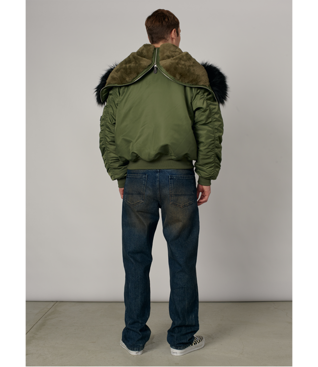 RASSVET Men Hooded N-2B Bomber Jacket Woven - Green