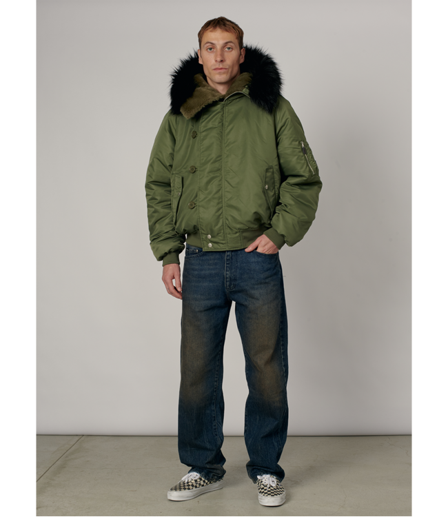 RASSVET Men Hooded N-2B Bomber Jacket Woven - Green