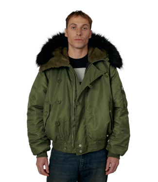 RASSVET Men Hooded N-2B Bomber Jacket Woven - Green