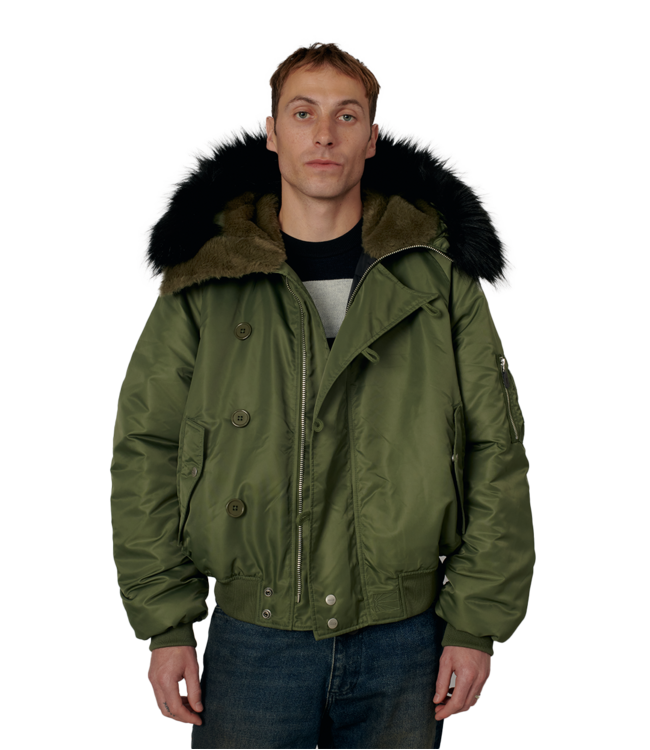RASSVET Men Hooded N-2B Bomber Jacket Woven - Green
