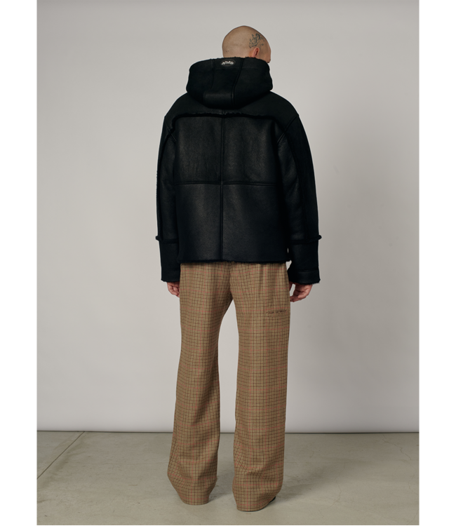 RASSVET Men Shearling Hooded Jacket - Black