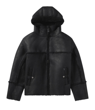 RASSVET Men Shearling Hooded Jacket - Black