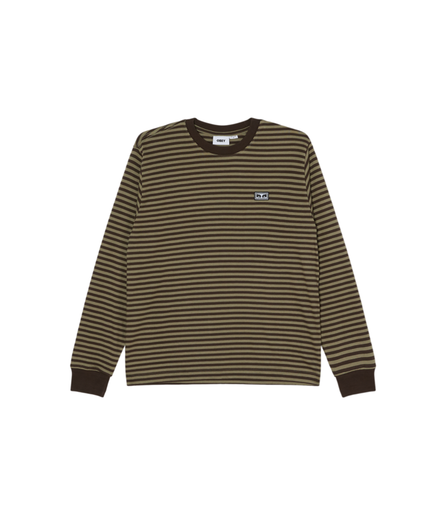 OBEY Established Works Eyes Stripe Long Sleeve - Black Olive Multi