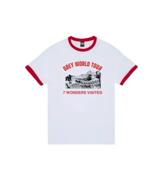 OBEY Obey 7 Wonders Visited T-Shirt - White / Red OBEY Obey 7 Wonders Visited T-Shirt - White / Red