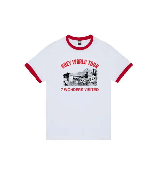 OBEY Obey 7 Wonders Visited T-Shirt - White / Red
