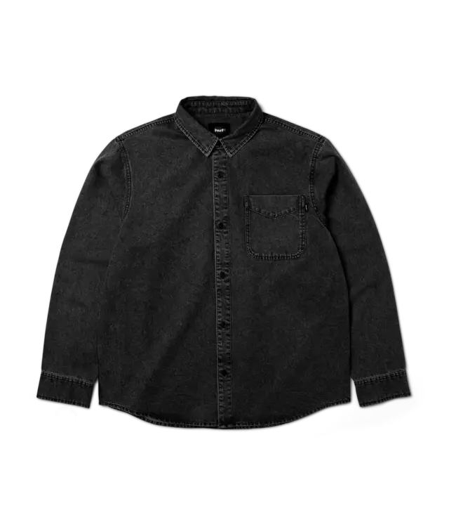HUF Carson Overdyed Denim Ls Shirt - Black
