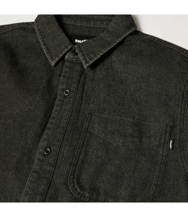 HUF Carson Overdyed Denim Ls Shirt - Black