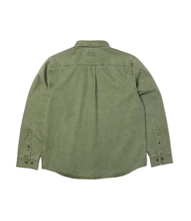 HUF Carson Overdyed Denim Ls Shirt - Olive