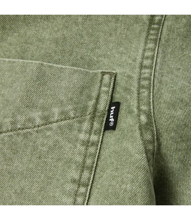 HUF Carson Overdyed Denim Ls Shirt - Olive