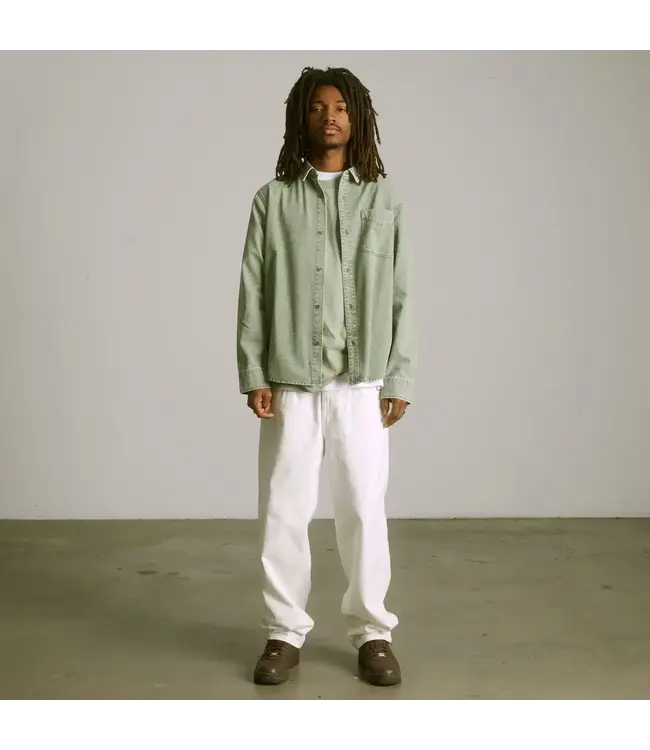 HUF Carson Overdyed Denim Ls Shirt - Olive