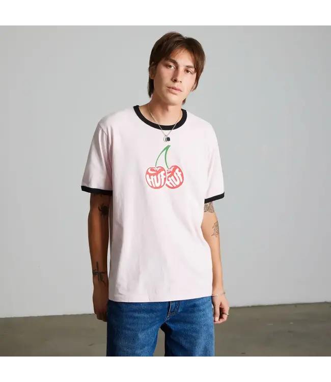 HUF Cherries Ringer Tee - Dusty Pink