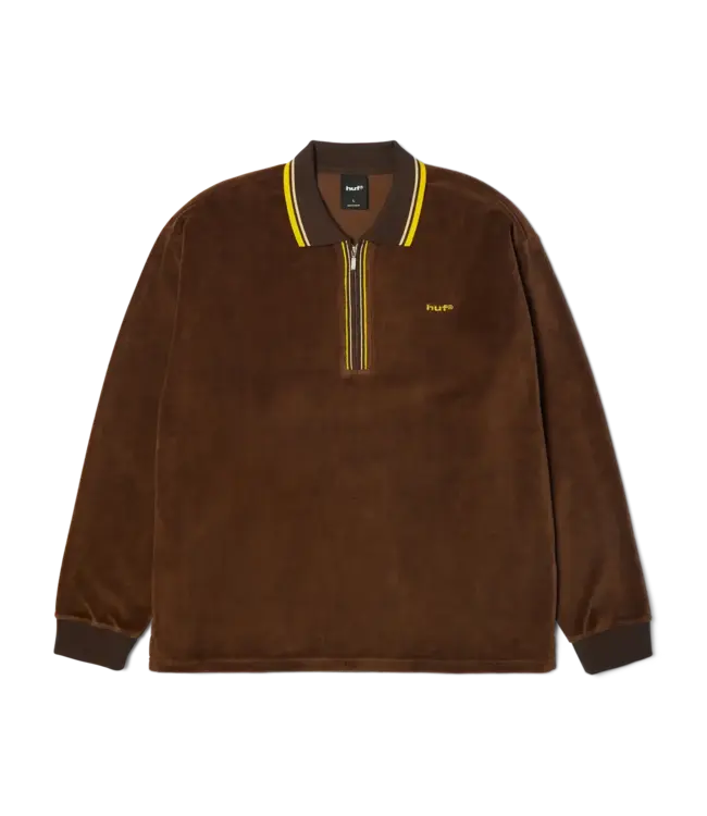 HUF Parker Velour Ls Polo - Brown