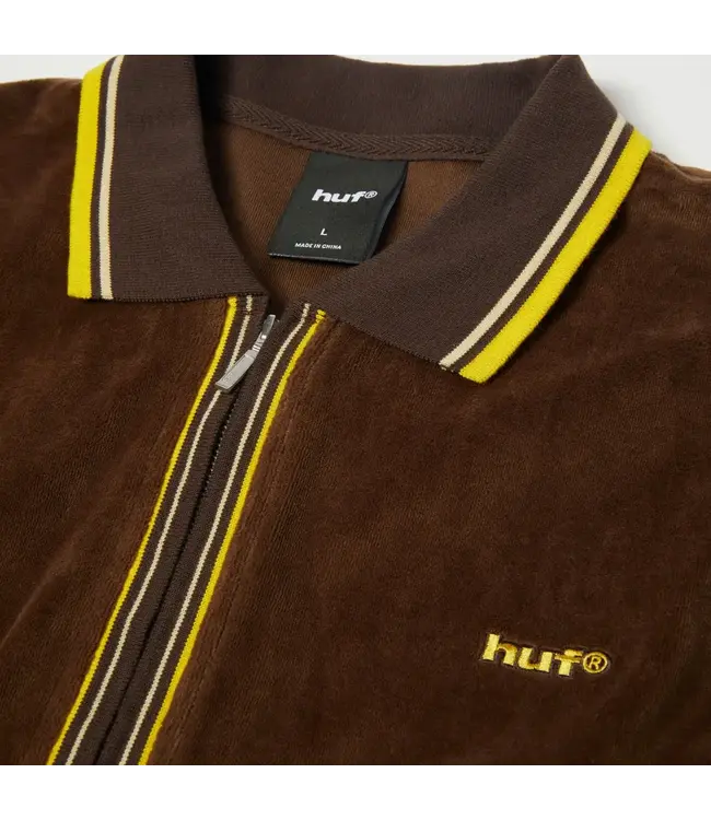 HUF Parker Velour Ls Polo - Brown