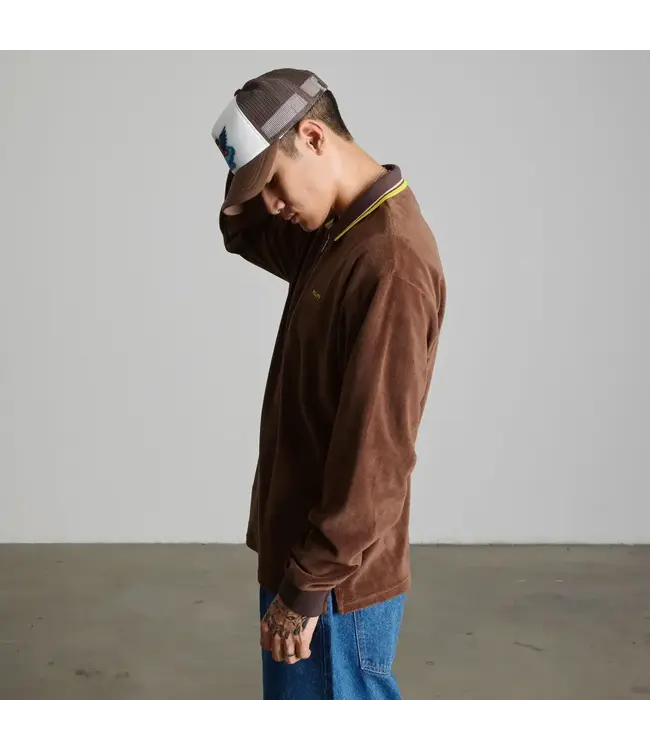 HUF Parker Velour Ls Polo - Brown