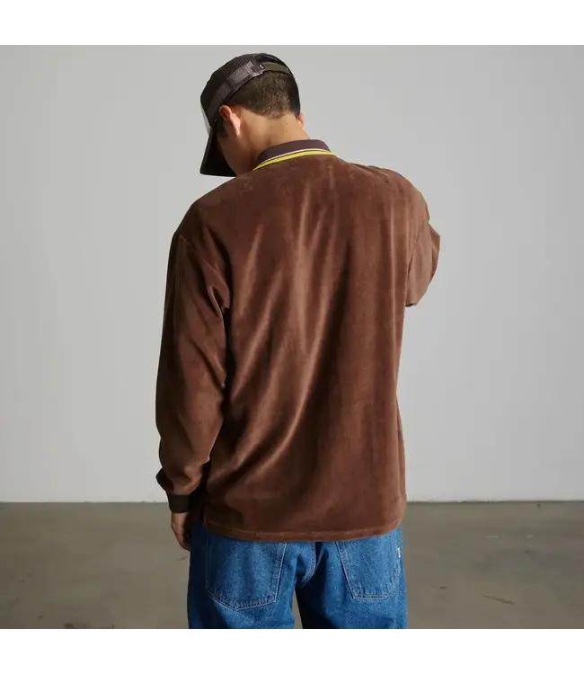 HUF Parker Velour Ls Polo - Brown