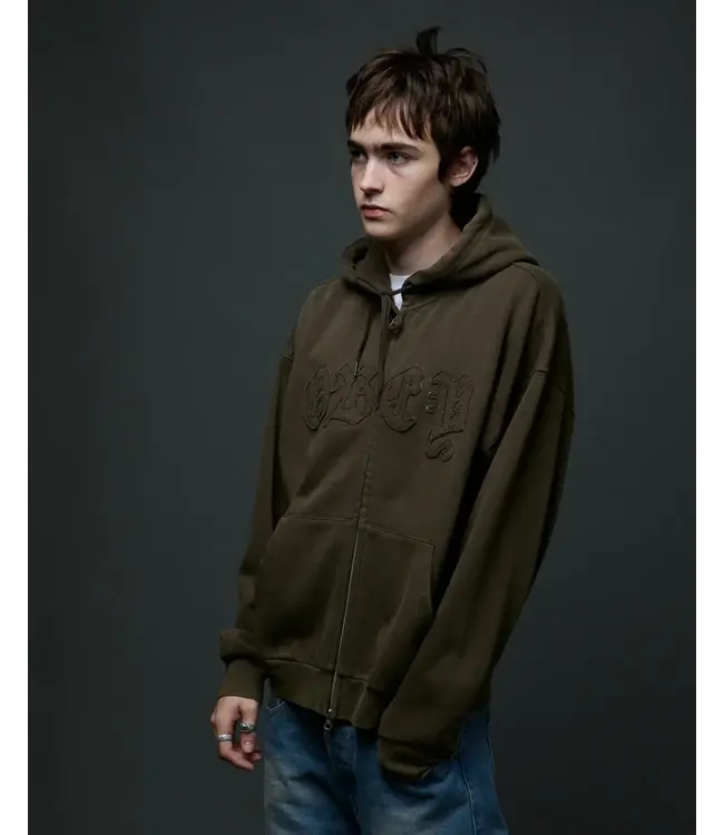 OBEY Obey Gothic Zip Hood - Dusty Black Olive