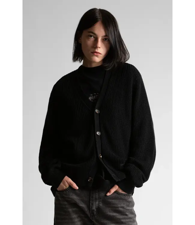 WASTED PARIS Script Cardigan - Faded Black