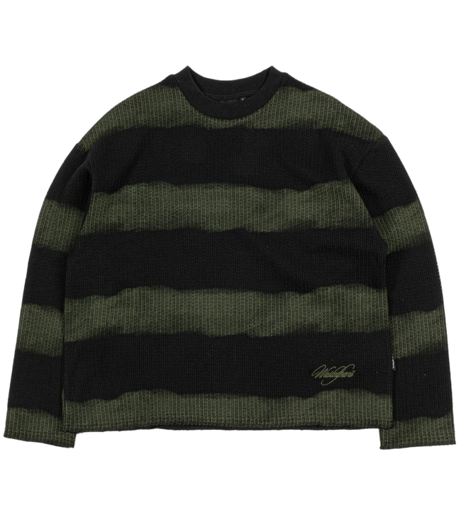 WASTED PARIS Script Stripped Crewneck - Black / Army Green