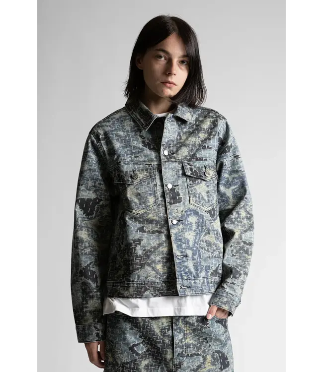 WASTED PARIS Trompe L'Oeil Boro Trucker Jacket - Blue