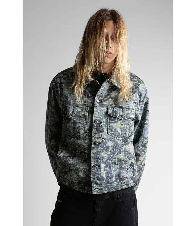 WASTED PARIS Trompe L'Oeil Boro Trucker Jacket - Blue