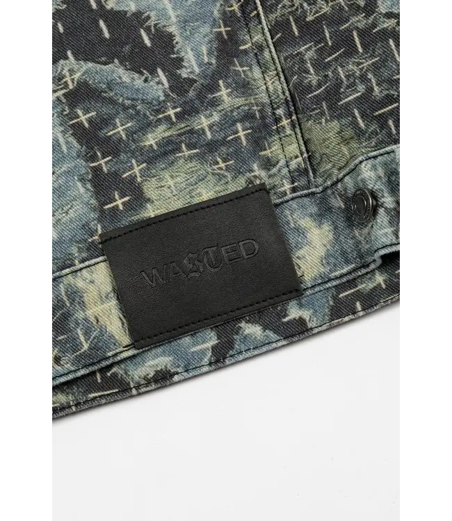 WASTED PARIS Trompe L'Oeil Boro Trucker Jacket - Blue