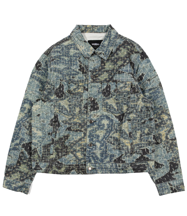 WASTED PARIS Trompe L'Oeil Boro Trucker Jacket - Blue