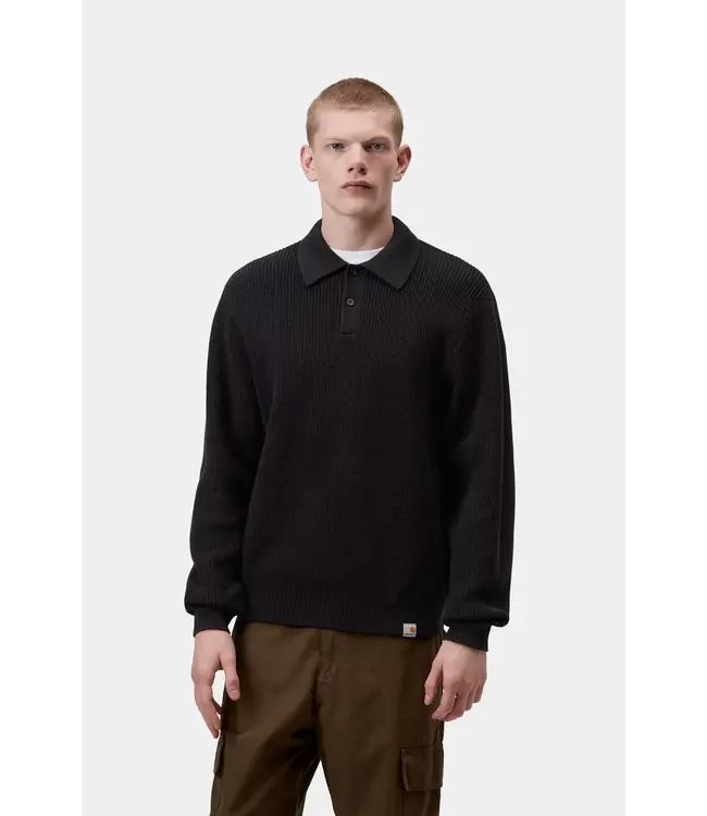 CARHARTT WIP L/S Miles Polo - Black