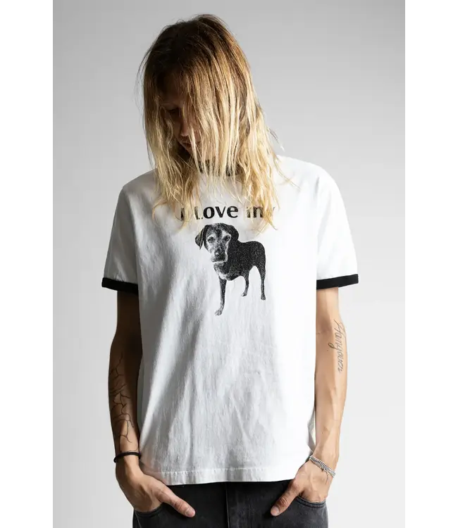 WASTED PARIS I Love My Dog Ringer Tee - White